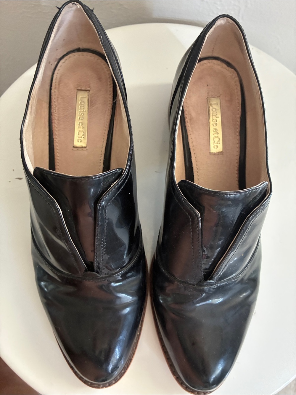 Louise et Cie Black Patent Leather Pointed Slip-On Loafers